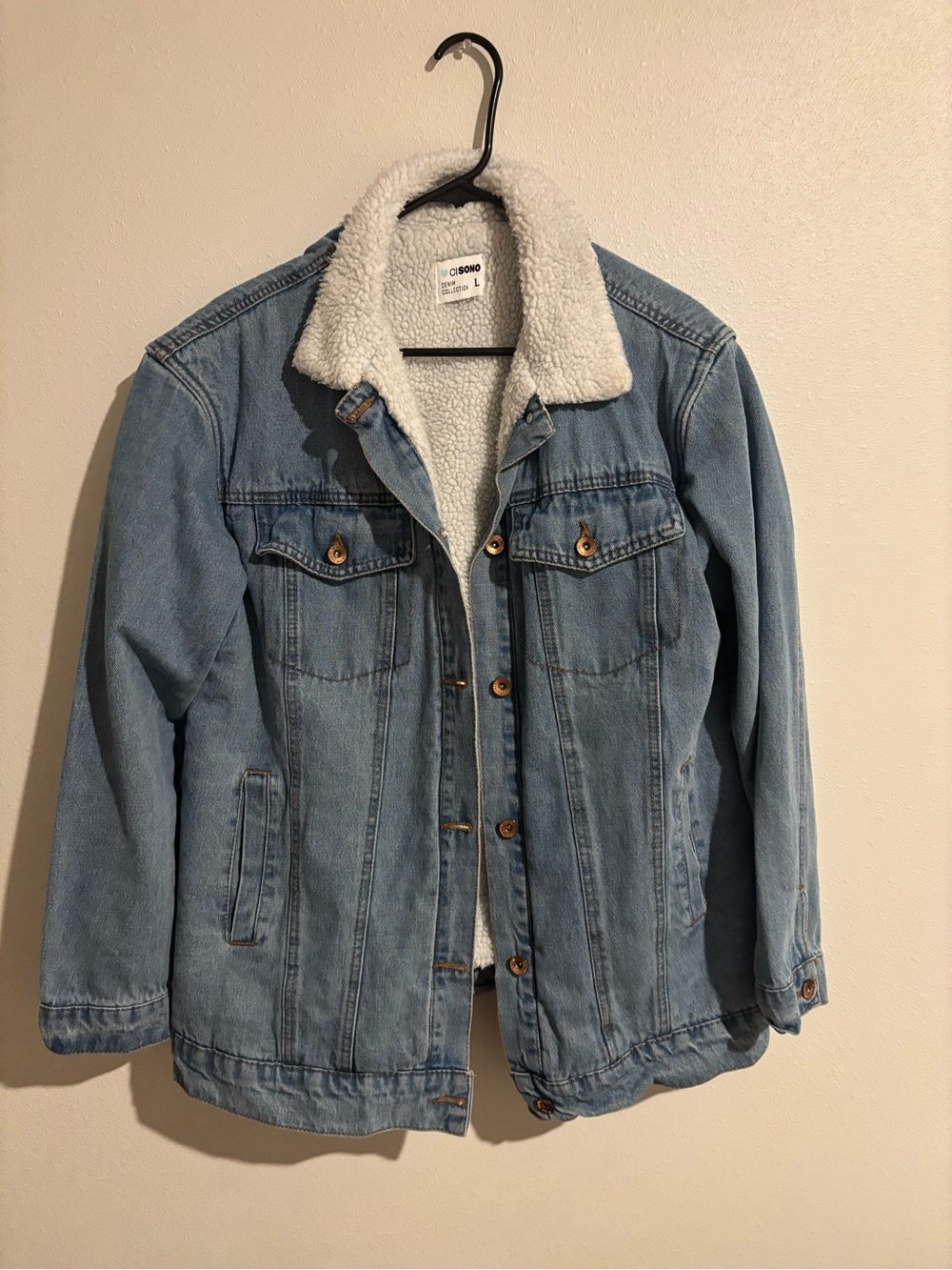 Ci Sono Light Blue Denim Jacket with White Sherpa Lining